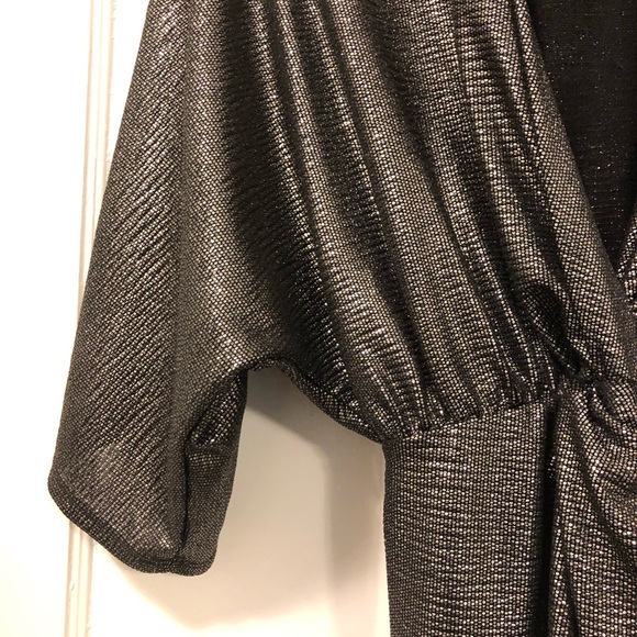 Draped Metallic Midi Dress with Slit - Picture 8 of 8